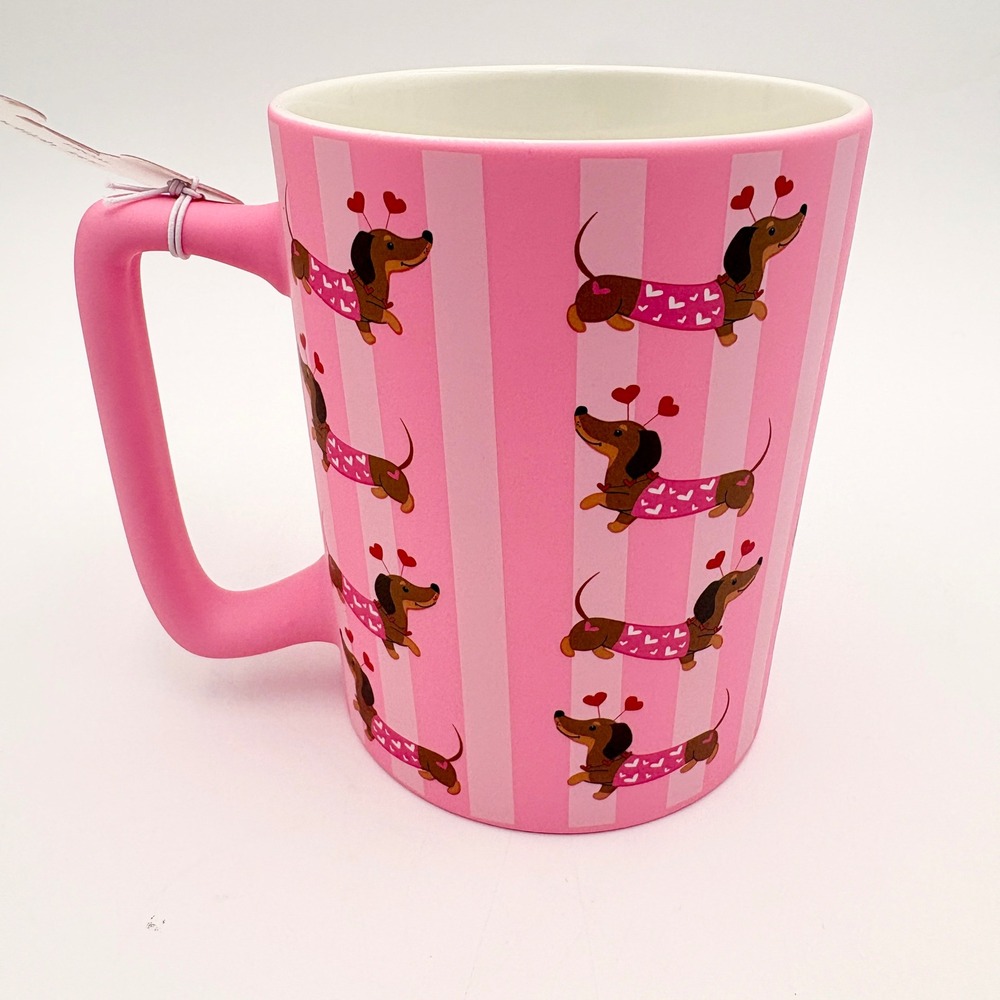 Delilah Jane Pink Dachshund Doxie Hearts Mug Cup Valentine"s Day